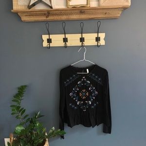 Women’s black embroidered top - size small